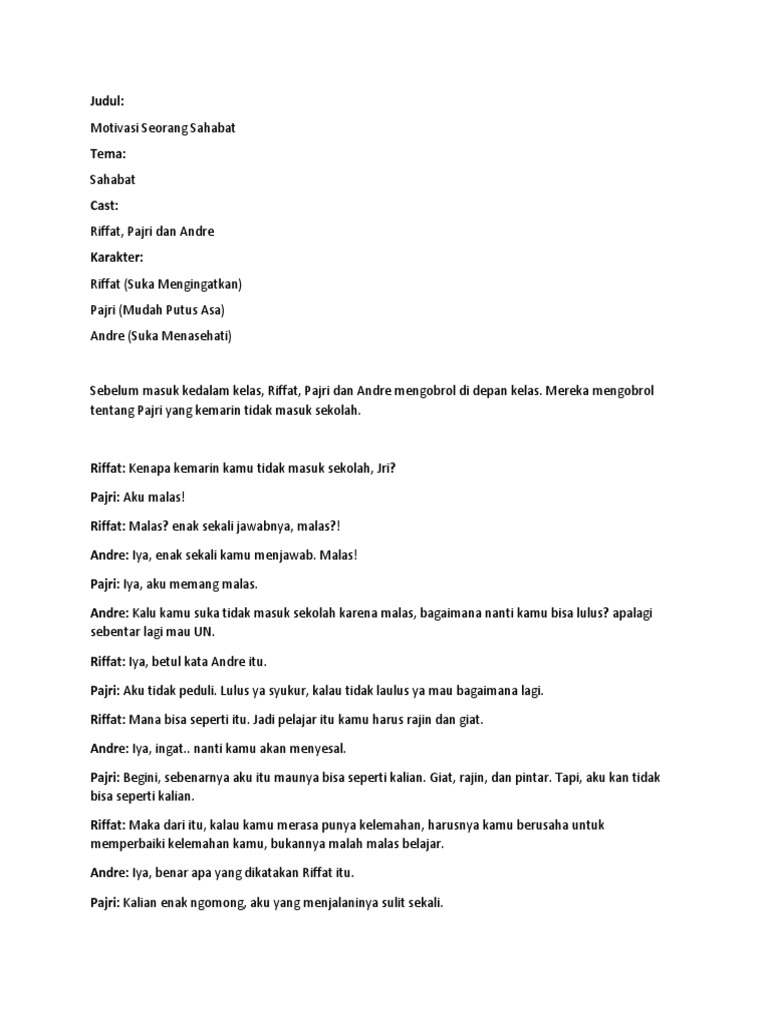 Naskah Drama Motivasi Seorang Sahabat Naskah Drama Motivasi Seorang Sahabat