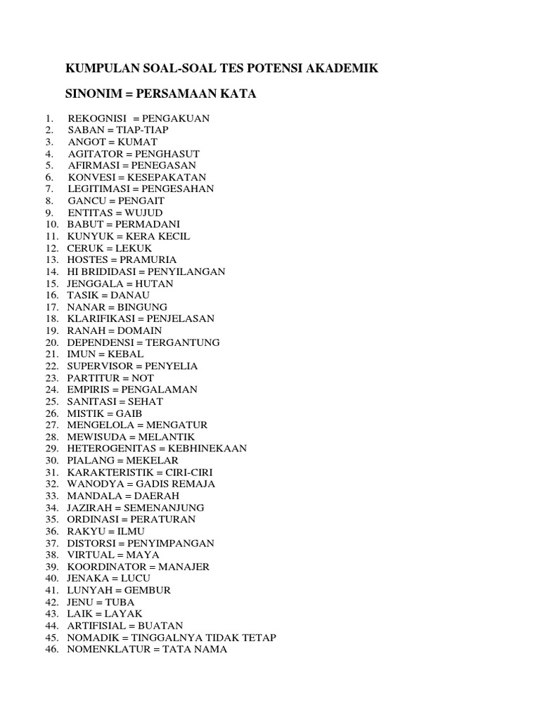 Kumpulan Sinonim
