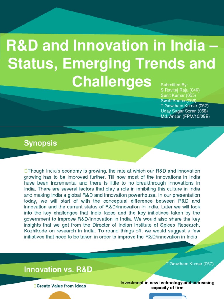 R&D and Innovation Challenges in India | PDF | Research And Development ...
