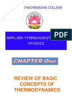 Defence Engineering College: Applied Thermodynamics MV2012