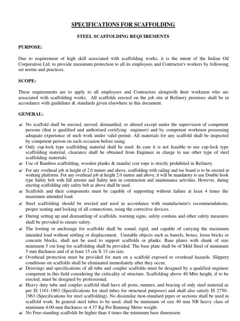 SCAFFOLDINGMEDICAL CERT. Scaffolding