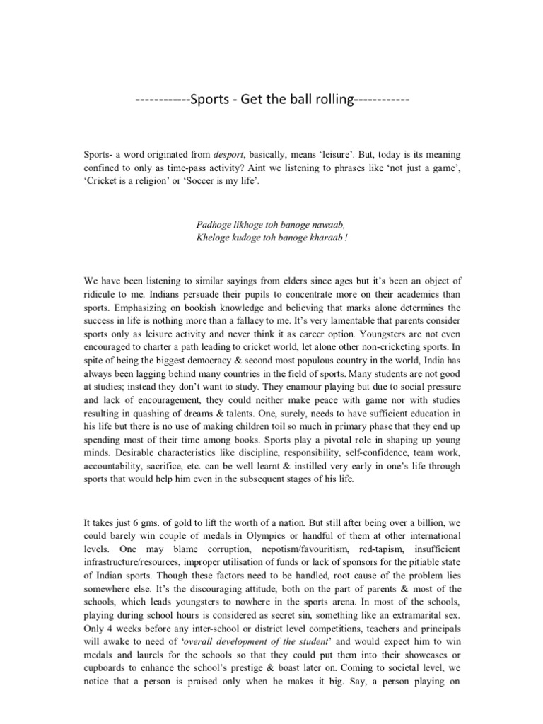Get The Ball Rolling PDF Sports Leisure