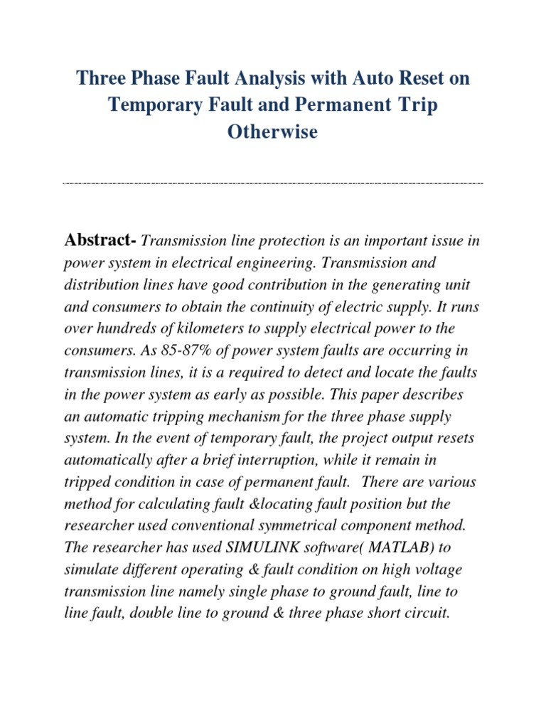 Three Phase Fault Analysis in Power Systems | PDF