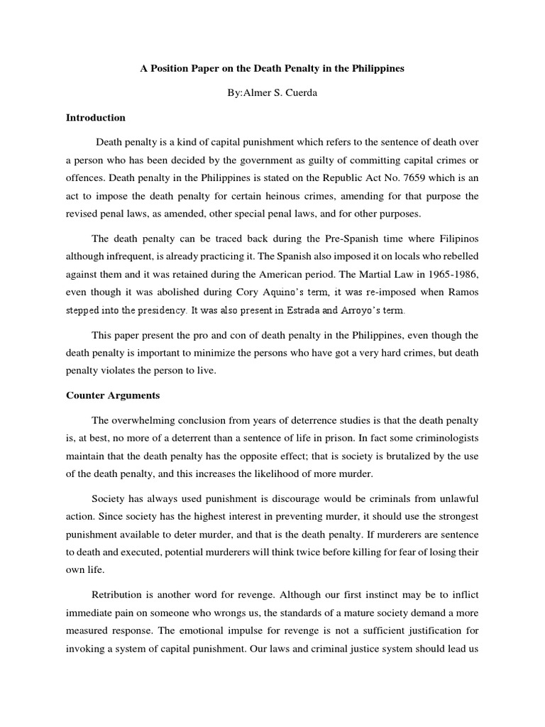 Death penalty pros and cons in the philippines