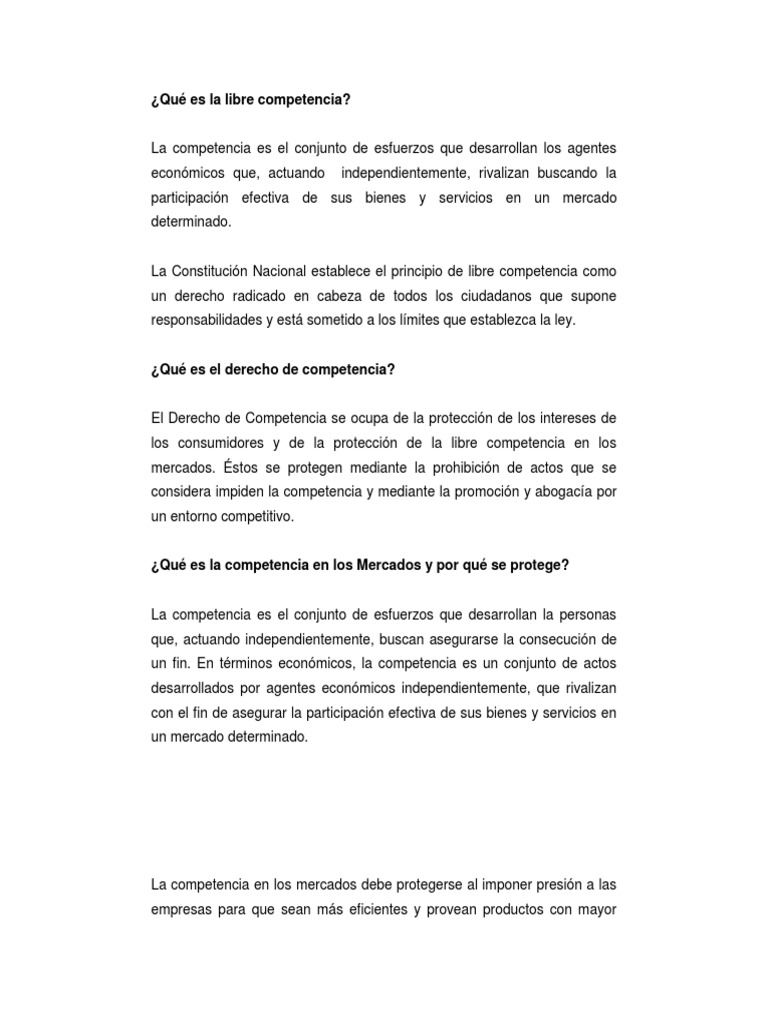 Definición de Libre Competencia en Economía | PDF | Mercado libre ...
