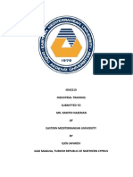 IENG210 Industrial Training Submitted To Mr. Ramtin Nazerian OF Eastern Mediterranean University BY Ilkin Jafarov Gazi Magusa, Turkish Republic of Northern Cyprus