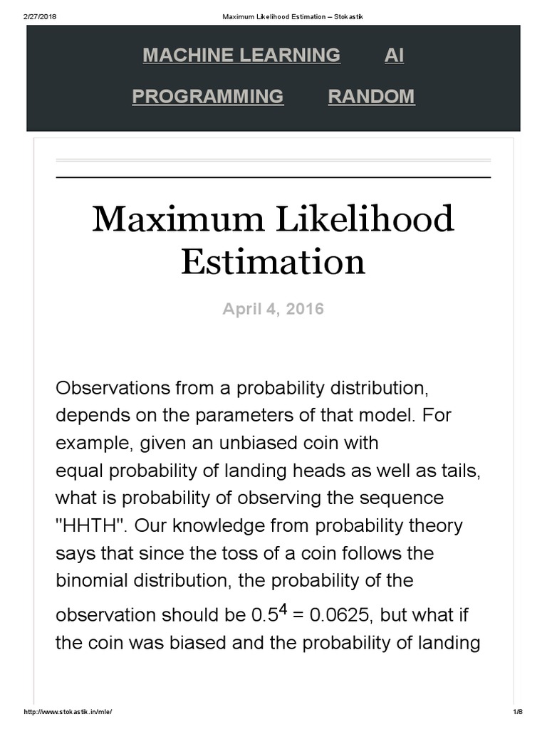 Maximum Likelihood Estimation Explained | PDF | Estimation Theory ...