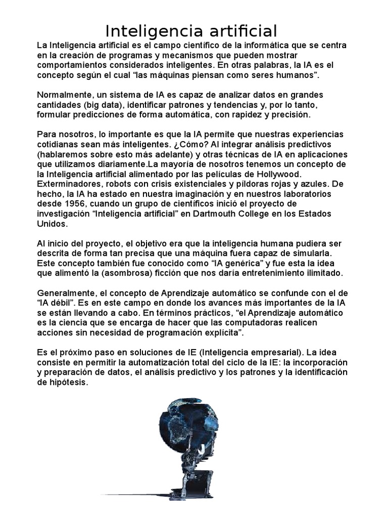 Resumen sobre Inteligencia Artificial | PDF | Inteligencia artificial ...