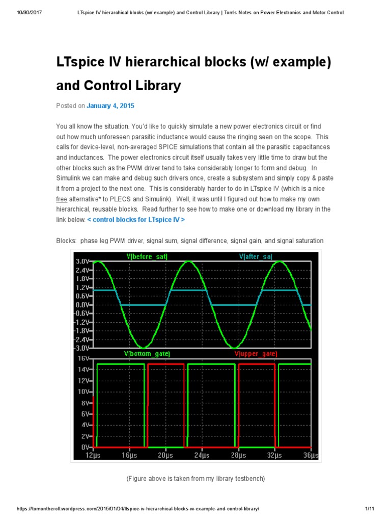 LTspice IV Hierarchical Blocks (W Example) and Control Library Tom