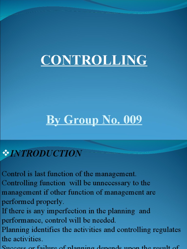 Controlling: by Group No. 009 | PDF | Budget | Cost Accounting