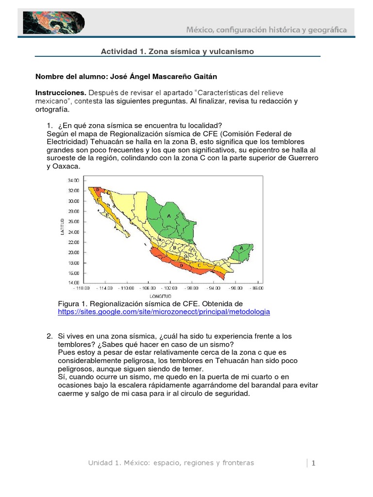 Zonas sísmicas y vulcanismo en México | PDF | Temblores | Peligros ...