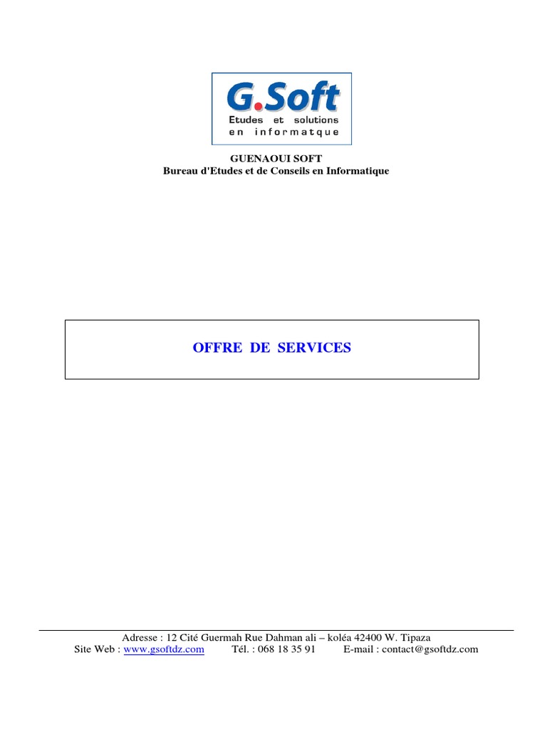 Offre de Services Informatiques GSoft | PDF | Informatique | Logiciel