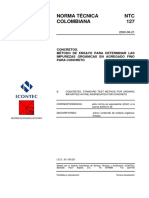 NTC 127. Metodo de Ensayo para Determinar Las Impurezas Organicas en Agregado Fino para Concreto PDF