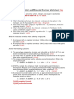 Percent Composition and Molecular Formula Worksheet Key