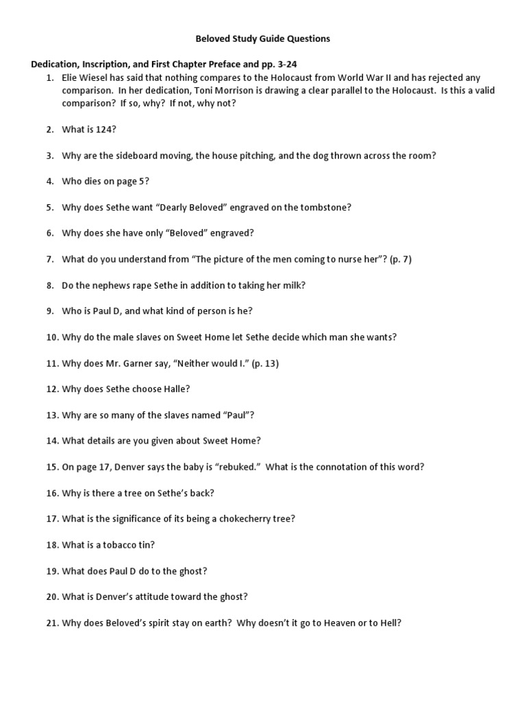 Beloved Study Guide PDF