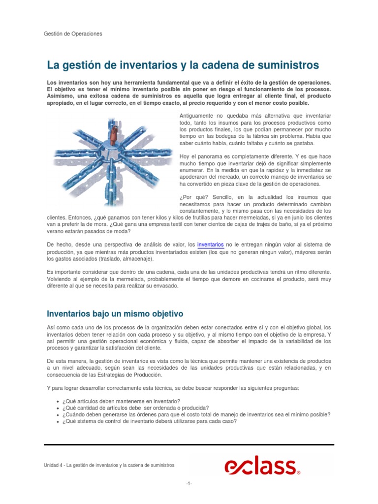 La Gestión de Inventarios y La Cadena de Suministros | PDF | Inventario ...