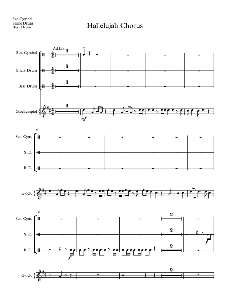 Hallelujah Chorus Percussion Full Score PDF