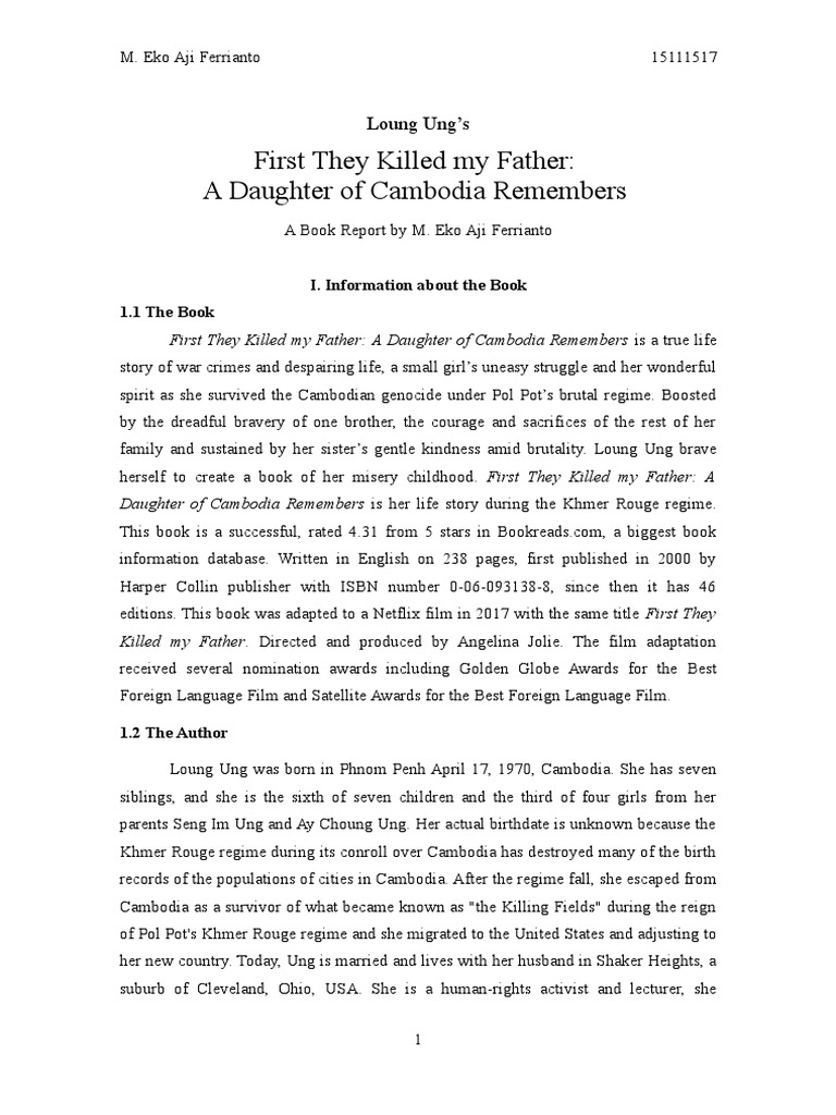 First They Killed My Father by Loung Ung, A Book Review PDF Cambodia Unrest