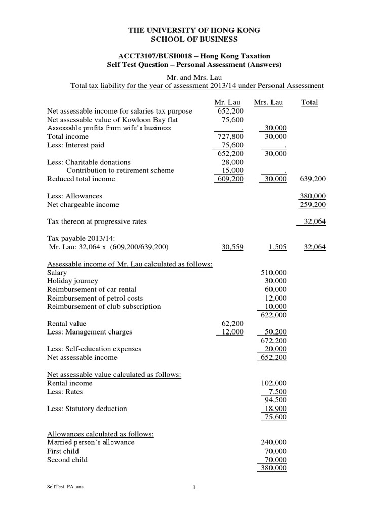 The University of Hong Kong School of Business ACCT3107/BUSI0018 Hong