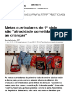 Metas Curriculares Do 1º Ciclo São _atrocidade Cometida Contra as Crianças_ - País - RTP Notícias