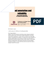 Hand Annotation and Reliability: Corpus Linguistic Approaches To Teaching and Studying Writing