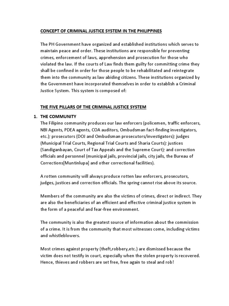 Philippine Criminal Justice System | PDF | Public Safety | Practice Of Law