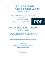 Sport Lexis Terms Explanatory Dictionary in English