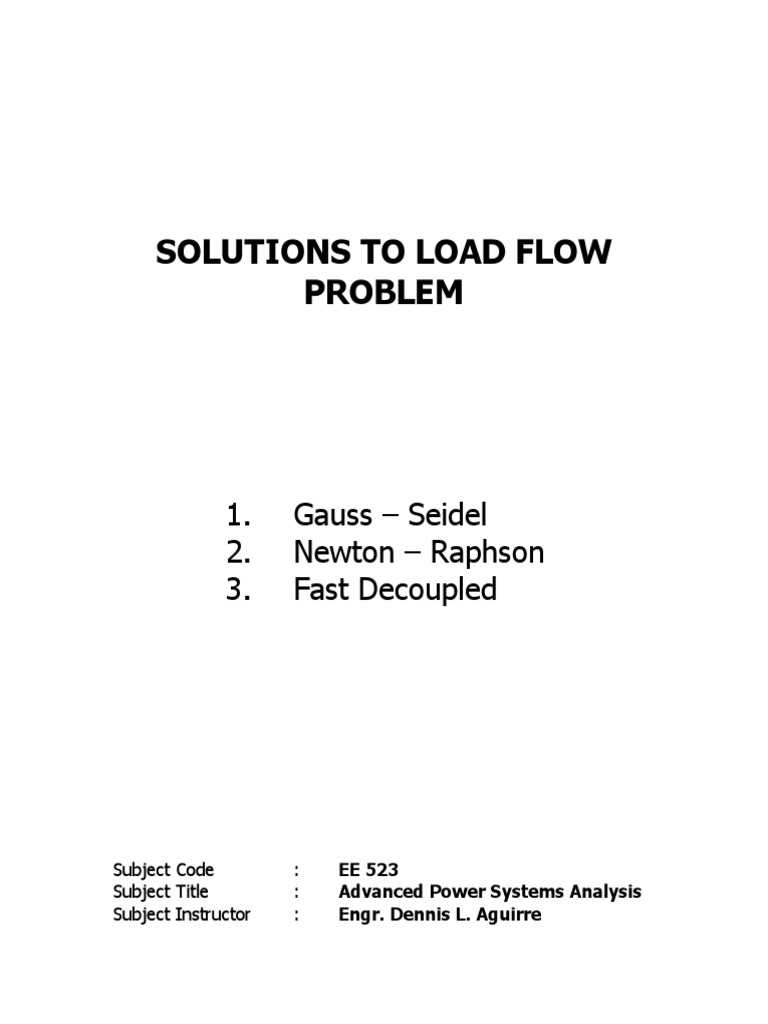 Load Flow Analysis Solutions | PDF | Mathematical Analysis | Electrical ...