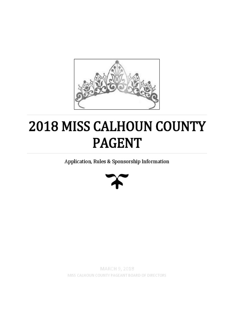 2018 Miss Calhoun County Pageant Info | PDF | Sponsor (Commercial ...