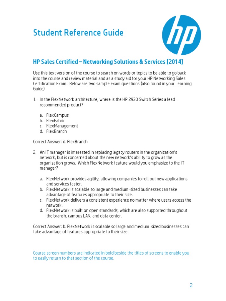 HP Student Reference Guide 103 PDF | PDF | Data Center | Computer Network