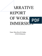 Narative Report of Work Immertion