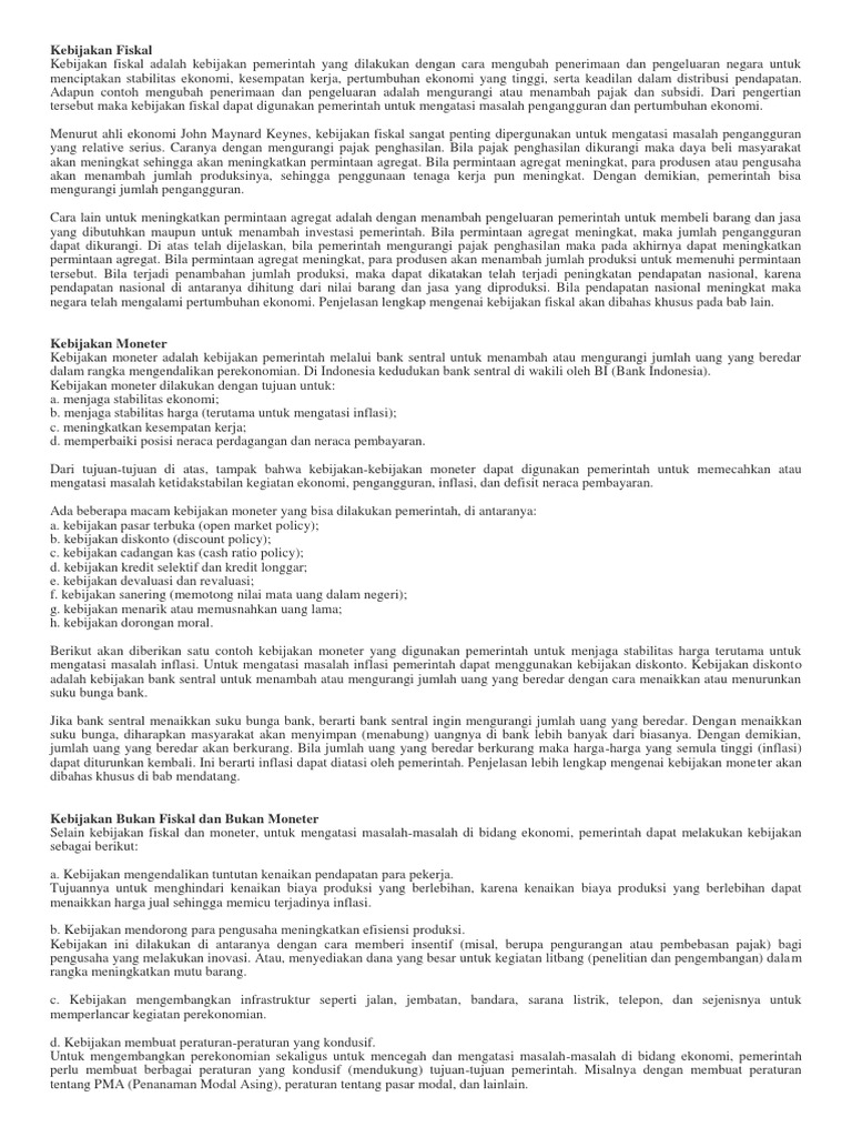 Contoh Kebijakan Moneter Yang Dilakukan Pemerintah - Barisan Contoh