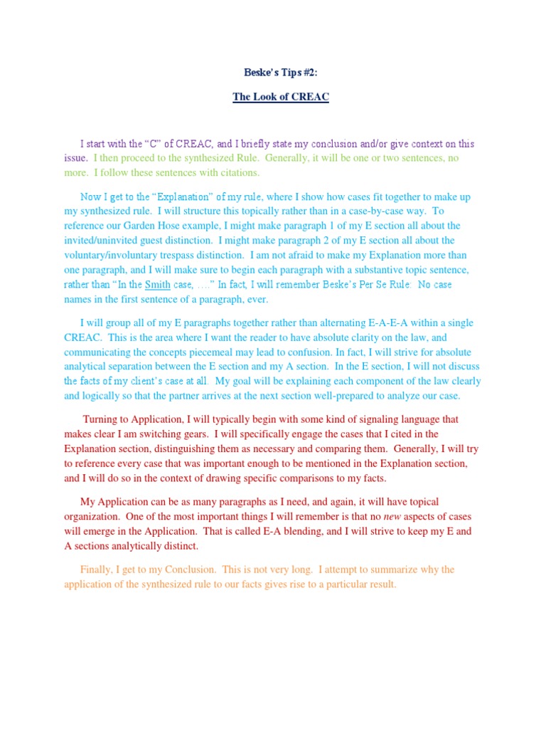 CREAC Structure and Writing Tips | PDF | Reason | Semiotics