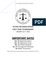 Important Dates: Alvina Reckman - Myers First Year Tournament