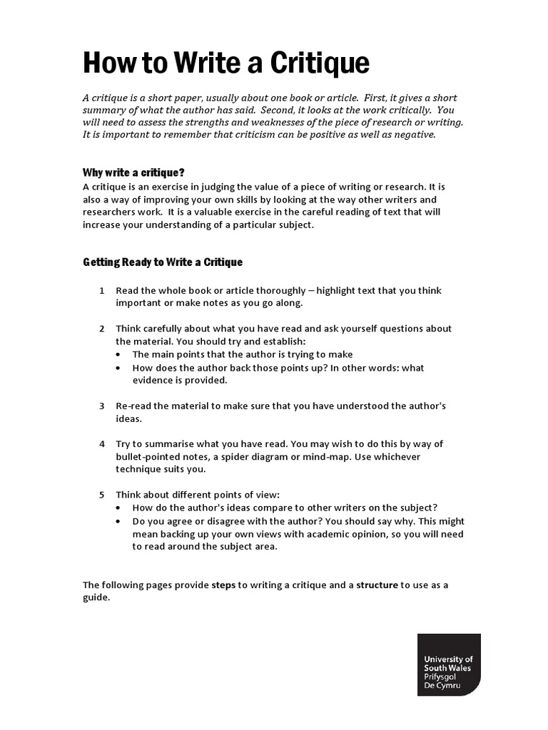 critique essay examples article