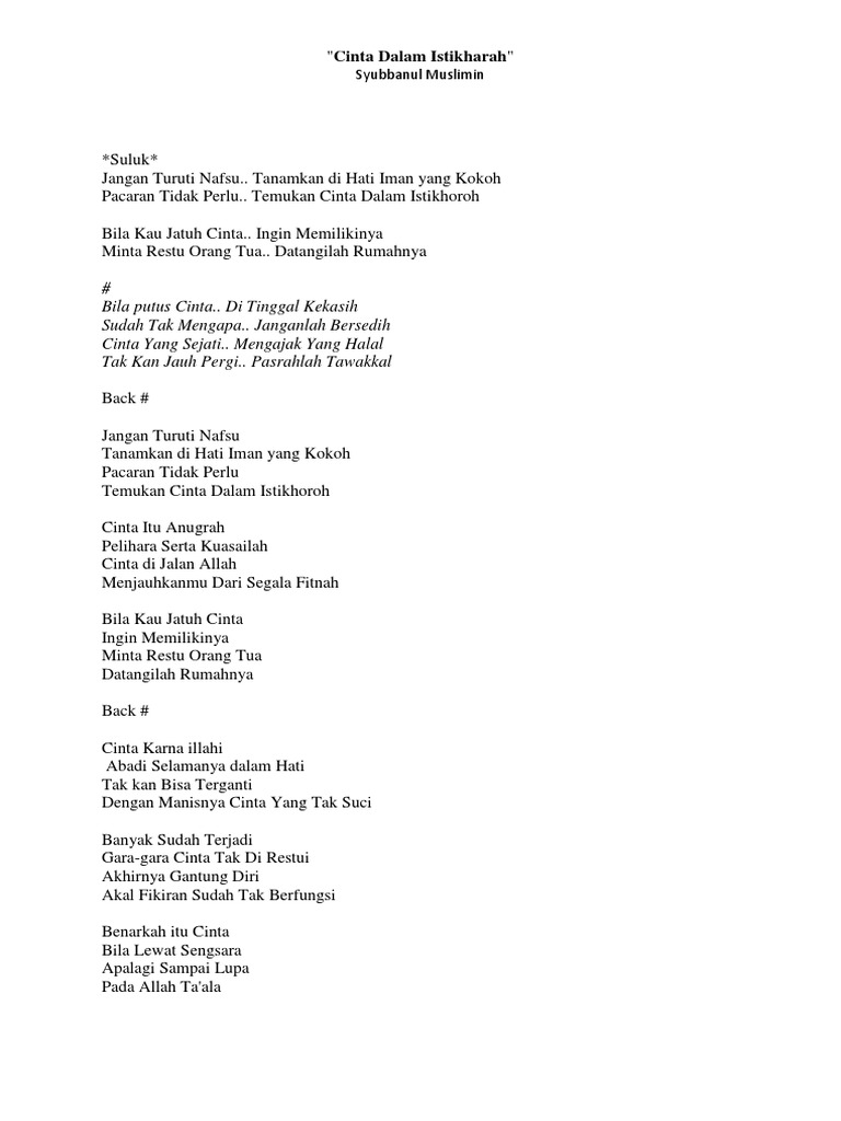 Cinta Dalam Istikhoroh