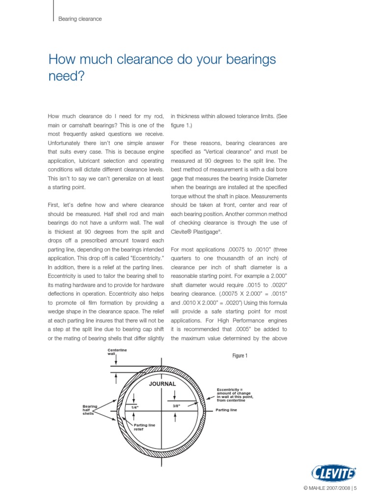 Journal Bearing Clearance | PDF | Engineering Tolerance | Bearing ...