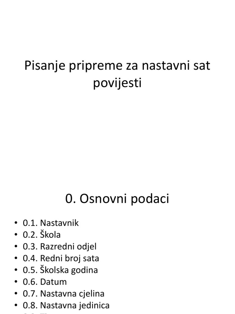 Pisanje Pripreme Za Nastavni Sat Povijesti | PDF