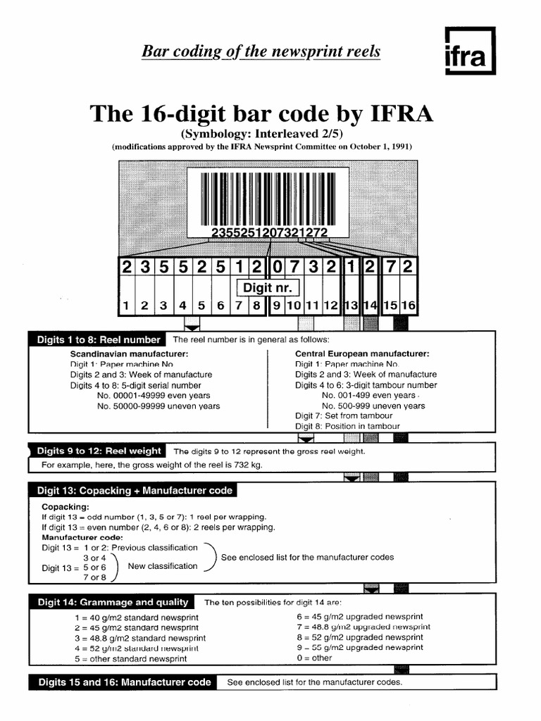 Newsprint Reel Barcode Specifications | PDF | Technology & Engineering