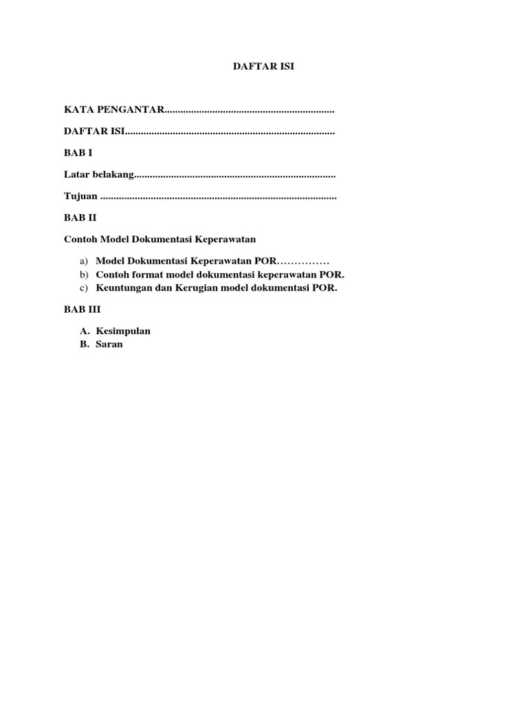 Model Dokumentasi Keperawatan Por Pdf