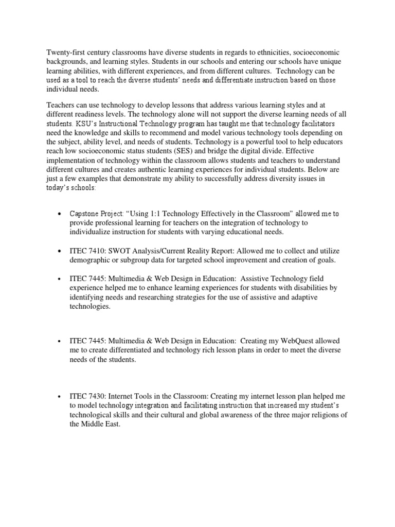 diversity status resume