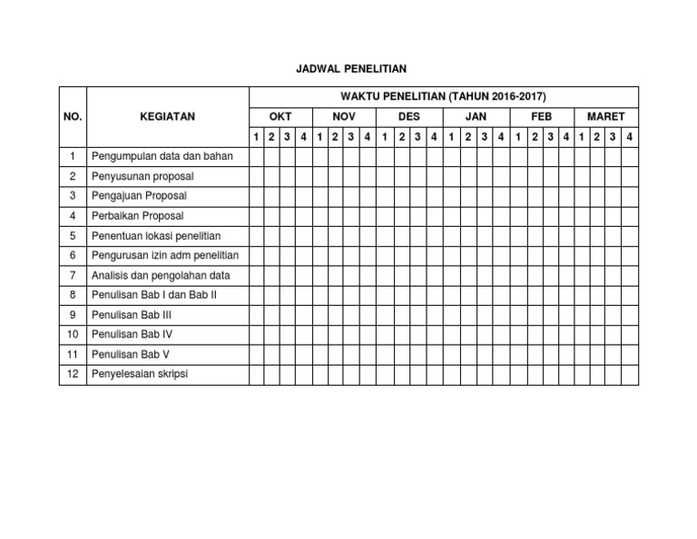 JADWAL PENELITIAN Skripsi