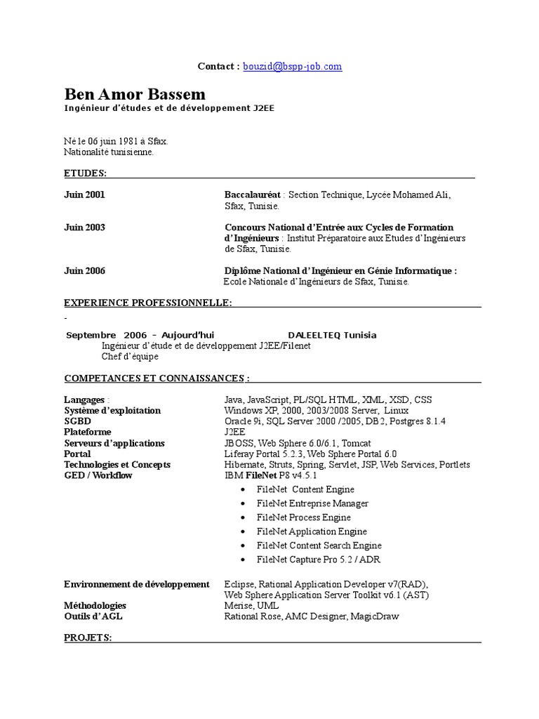 Ingénieur J2EE : Bassem Ben Ayed | PDF | Java (Langage de programmation ...