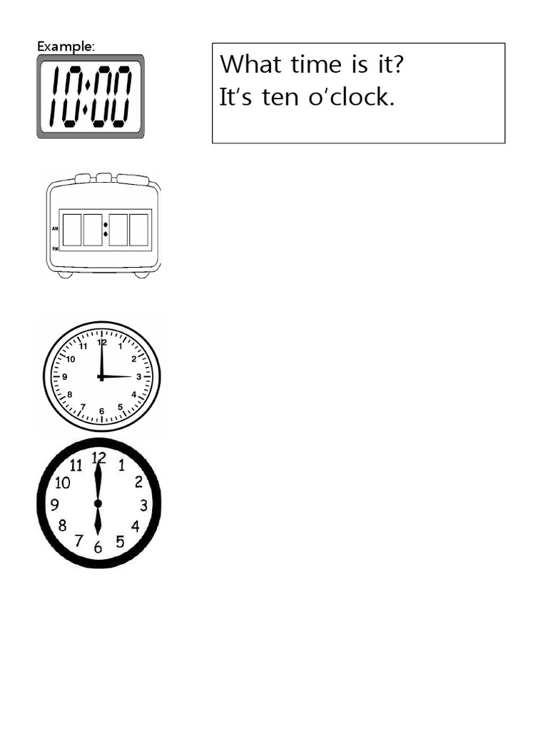 What Time Is It? It's Ten O'clock. Example PDF