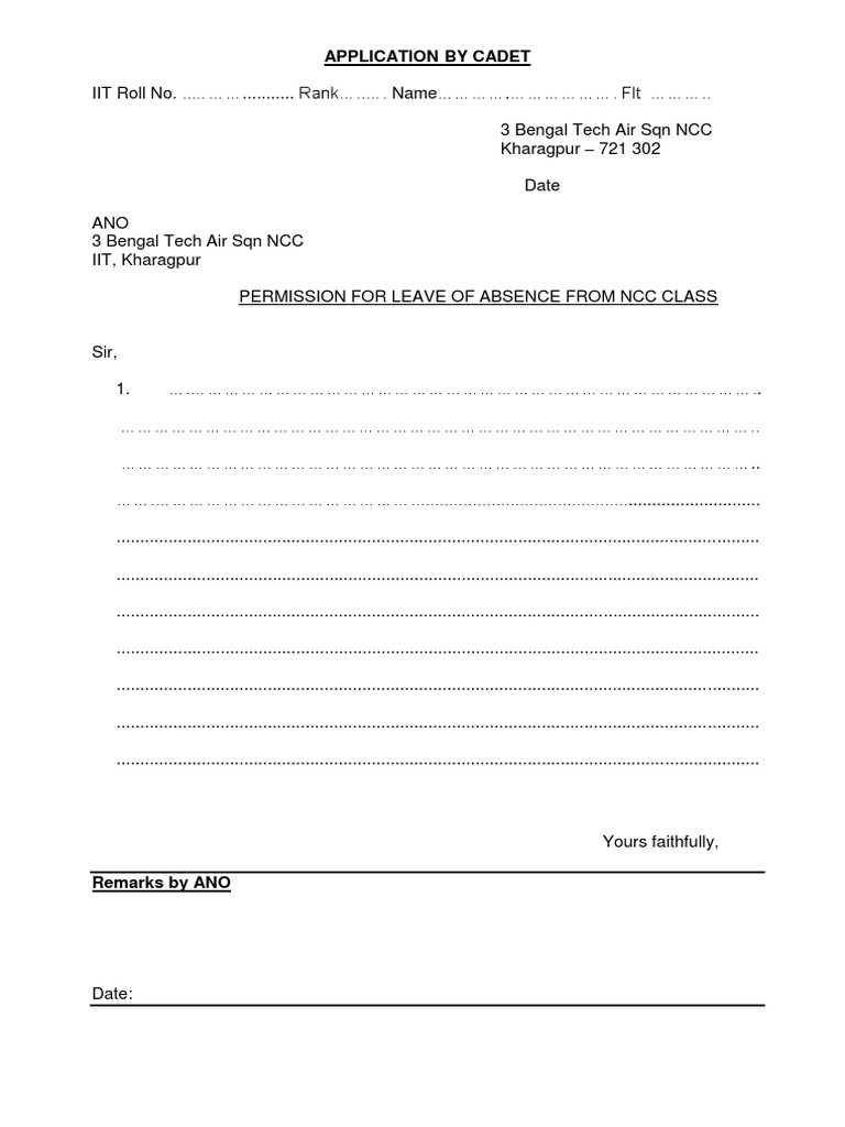 NCC Leave Application Form | PDF