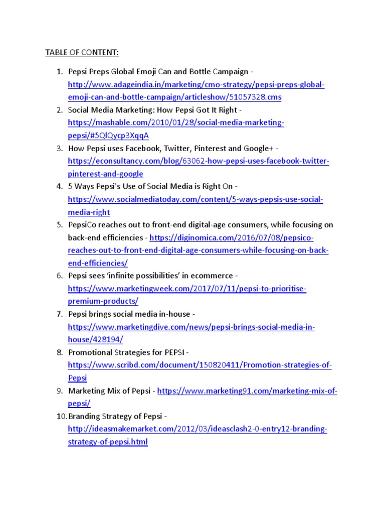 Questionnaire on pepsi picture