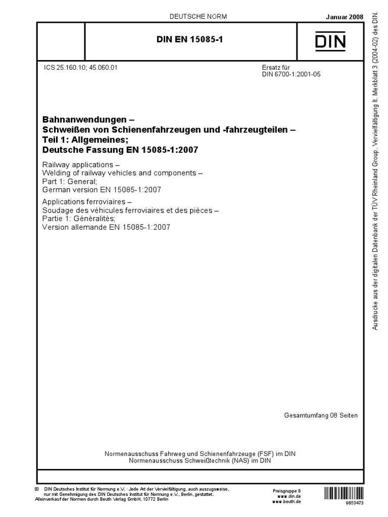 Din en 15085-1 | PDF