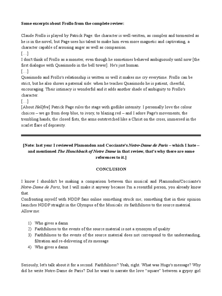 Thond Review Pdf Claude Frollo Quasimodo