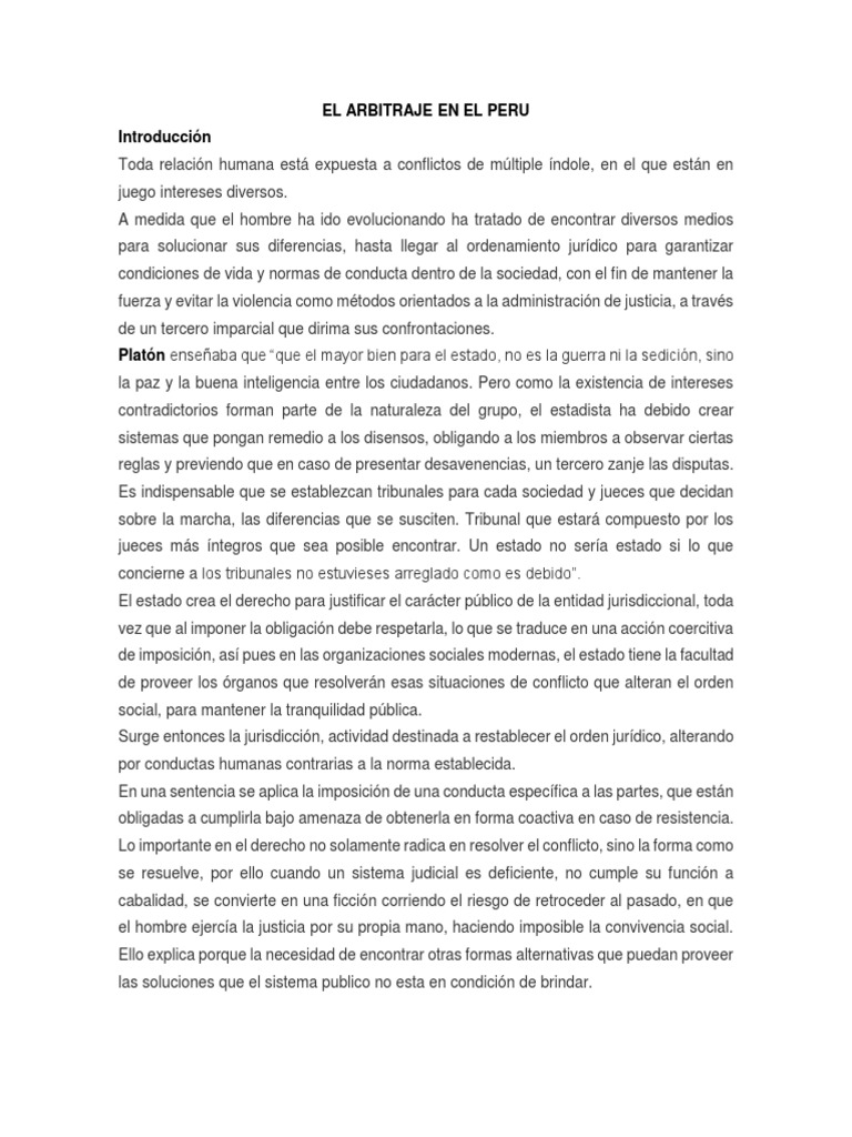 El Arbitraje En El Peru Pdf Arbitraje Jurisdicción