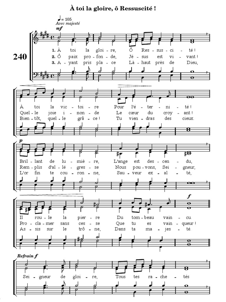 A Toi La Gloire O Ressuscite From John Mora